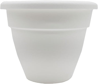 The HC Companies Caribbean Planter Pot - Outdoor & Indoor Plant Pot with Drainage Hole & Plug - Rolled Rim Plastic Pots for Plants & Flowers - Decorative Plant Pot (16" White, Pack of 1)