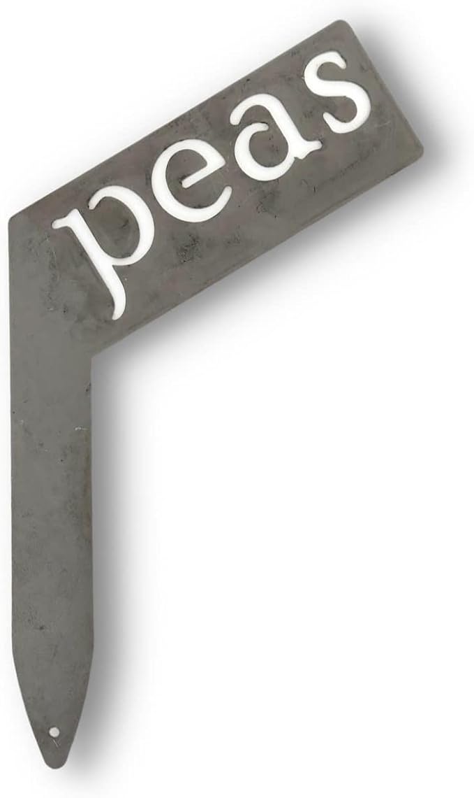 Planter Size Small Metal Garden Plant Vegetable Flower or Herb Markers 13.5 Inches Tall (peas, Raw, Unfinished Steel)