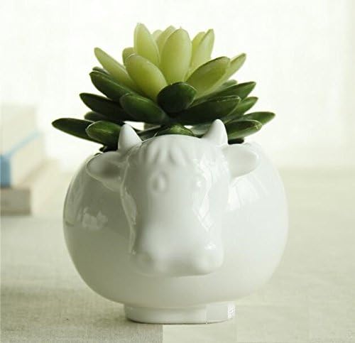 Cute Succulent Planter Animal Shaped Flower Pot Decor for Home Office Desk (Cow)