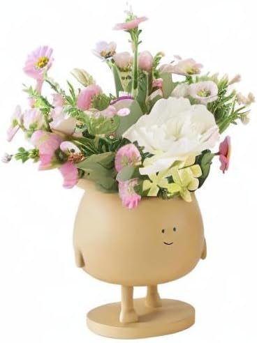 Face Plant Pots, Succulent Pots, 4.9 Inch Head Planters for Indoor, Cute Resin Flower Pot with Drainage Hole, Unique Cactus Planter, Small Planter Pots for Mini Plant (1 Pack)