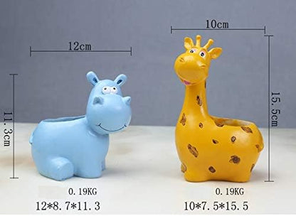 Funnuf Cute Animal Succulent Cactus Flower Planter for Home Garden Office Desktop, 1pcs, Resin Giraffe