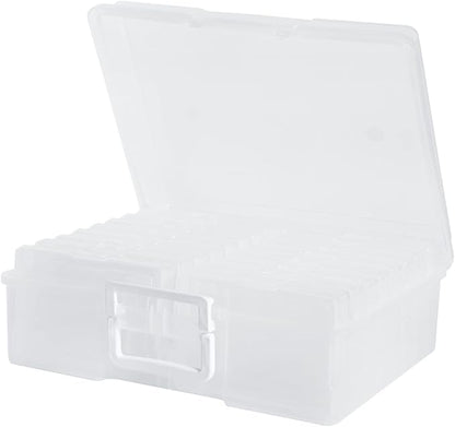 4" x 6" Photo Storage Case with Handle, 16 Inner Photo Organizer Keeper, Extra Large Storage Picture Boxes, Seed Storage, Transparent Craft Keeper (16 Pack Inner Box)