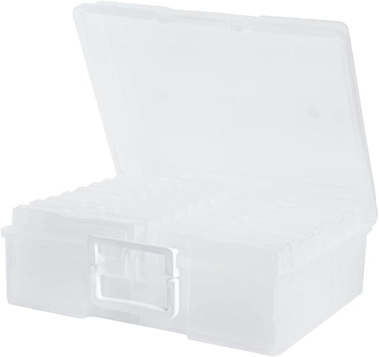4" x 6" Photo Storage Case with Handle, 16 Inner Photo Organizer Keeper, Extra Large Storage Picture Boxes, Seed Storage, Transparent Craft Keeper (16 Pack Inner Box)
