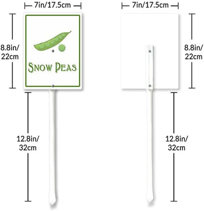 Snow Peas Marker Yard Sign with Stakes 7in×8.8in, Aluminum Yard Signs, Waterproof Plant Marker Reusable Garden Stake Tags with Vegetable Names for Nursery Outdoor Garden
