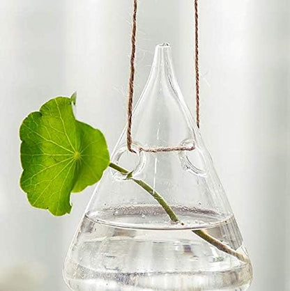 Kingbuy Hanging Glass Terrarium Propogation Planter Geometric Vase with Strings for Propagation Hydroponic Plant Home Garden Decor, 3 Type