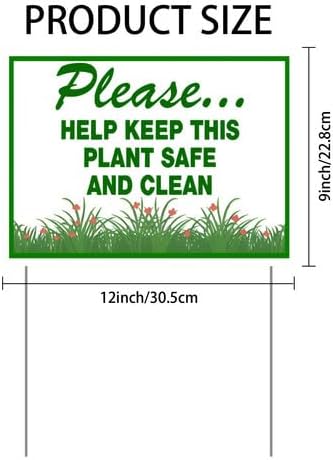 Please help keep this plant safe and clean Yard Sign With Stake Stand Plastic Signage Double Sided Sign Funny Garden Decor 9 x 12 Inches Sturdy Rust Free Weatherproof Outdoor Use