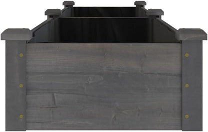 vidaXL Garden Raised Bed with Liner-Gray Solid Wood Fir Planter-Rectangular Outdoor Pot, Deep Bedding Area for Plant Growth, Decorative and Efficient
