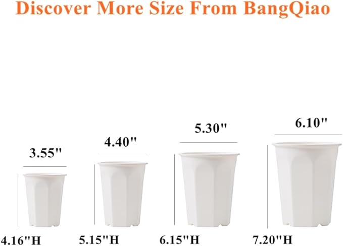 BangQiao 10 Pack 5.30 Inch White Plastic Deep Nursery Pot and Seedling Planter for Succulent, Cutting, Transplanting
