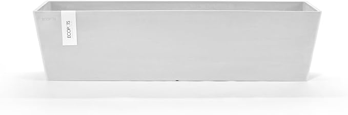 Ecopots Bruges Durable Modern Rectangular Indoor/Outdoor Recycled-Based Composite Flower Pot Planter, Pure White, 31.5"