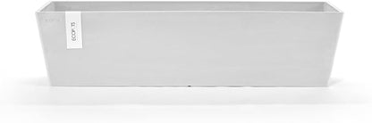 Ecopots Bruges Durable Modern Rectangular Indoor/Outdoor Recycled-Based Composite Flower Pot Planter, Pure White, 31.5"
