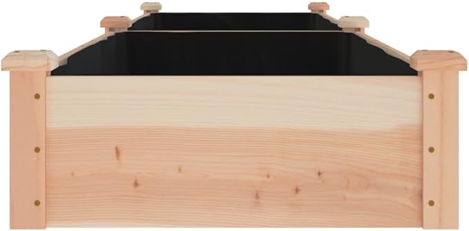 vidaXL Rectangular Raised Garden Bed in untreated Solid Fir Wood with Liner and Open Bottom - 94.5"x23.6"x9.8"