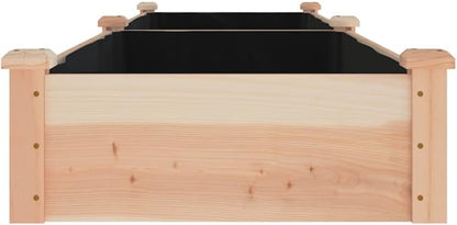 vidaXL Rectangular Raised Garden Bed in untreated Solid Fir Wood with Liner and Open Bottom - 94.5"x23.6"x9.8"