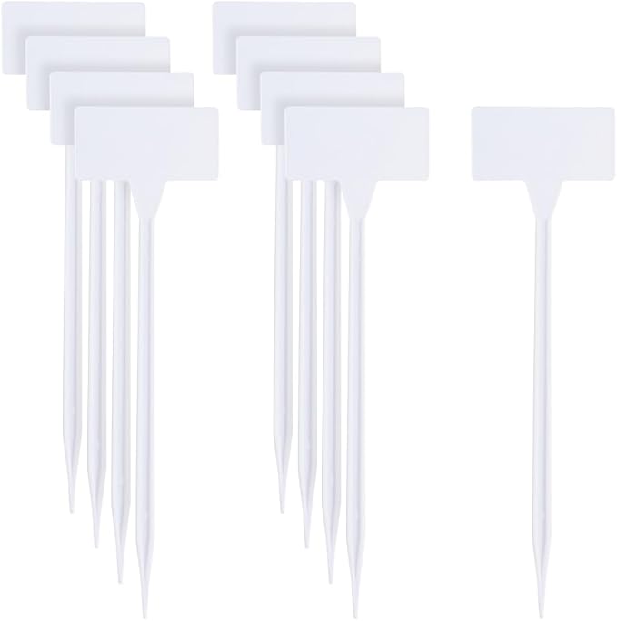 60 Pcs 30 x 9cm White Plant Name Size Tags T Type Plant Markers Plastic Garden Seed Signs Long Vegetable Labels Flower Pot Label Stakes for Outdoor Greenhouse