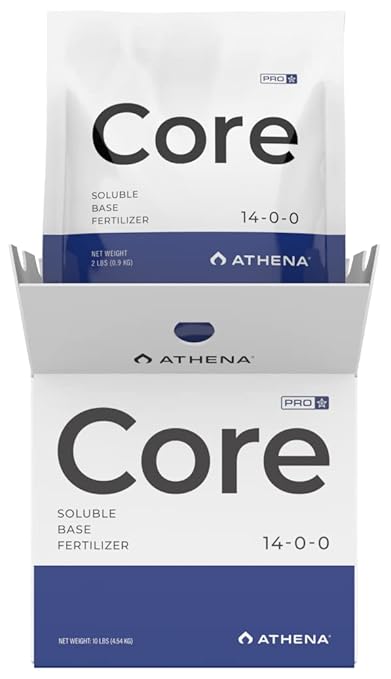 Athena Pro Core | Dry Soluble Base Nutrients for All Growth Stages | Plant Food with NPK 14-0-0 | Professional-Grade Fertilizer for Soil & Hydroponics | 10 LB
