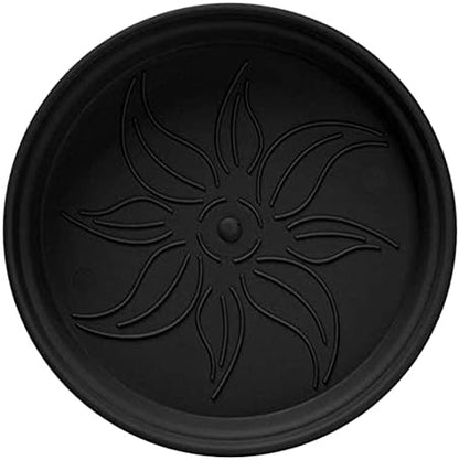 Mintra Home Garden Pots 4pk - Flowers, Herbs, Plants, Indoor, Outdoor, Colorful, Wholesale, Bulk (Black, 17cm Diameter (6.6in))