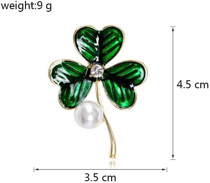 St.Patrick's Day Brooches for Women Dainty Crystal Four Leaf Lapel Pin Shamrock Hat Brooch Pins Irish Enamel Brooches Irish Holiday Costume Accessory Jewelry