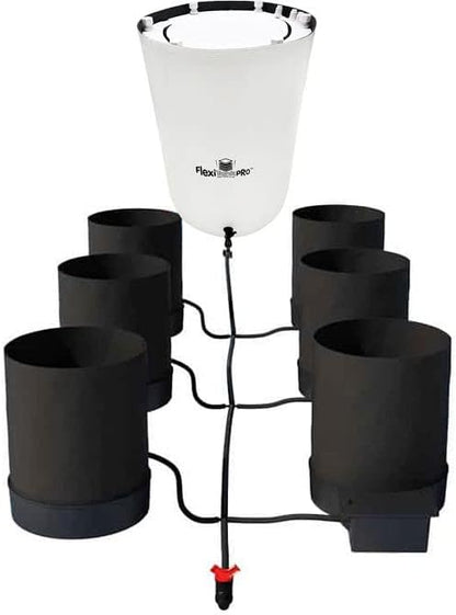 AutoPot 6 Pot GeoPot Systems with 3 Gallon Fabric Pots - Self-Watering, Gravity-Fed Hydroponic System (6Pot with 25 gal PRO Flexi Tank) Indoor, Black