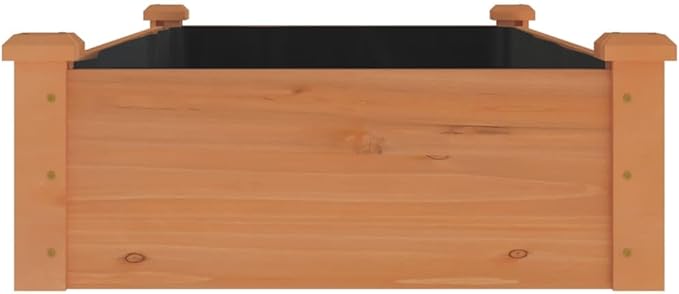 vidaXL Outdoor Planter Pot - Brown Garden Raised Bed with Liner, Solid Wood Fir Construction, Efficient Drainage, 47.2"x23.6"x9.8" for Garden/Patio