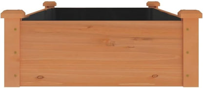 vidaXL Outdoor Planter Pot - Brown Garden Raised Bed with Liner, Solid Wood Fir Construction, Efficient Drainage, 47.2"x23.6"x9.8" for Garden/Patio