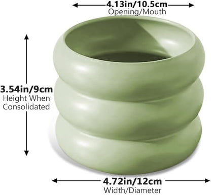 4.7 Inch Modern Plant Pot Green Ceramic Glaze Succulent Planters for Indoor Unique Pots, Planter with Drainage Holes Small Bubble Porcelain for Herb Snake Plants