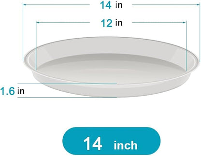 6 Pack of Plant Saucer 14 Inch (12 Inch Base), 14 Inch Plant Saucer, Plastic Plant Trays for Pots, Plant Saucers for Indoors Round, Planter Tray for Planter 11"/12"/13" (14", Black)