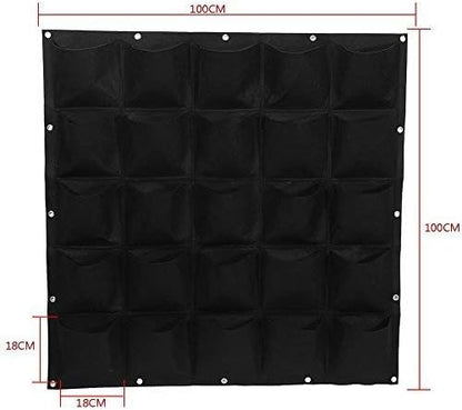 Yosoo 25 Pockets Planting Bags Wall Hanging Gardening Planter Outdoor Indoor Vertical Greening Grow Bags Flower Growing Container, Black