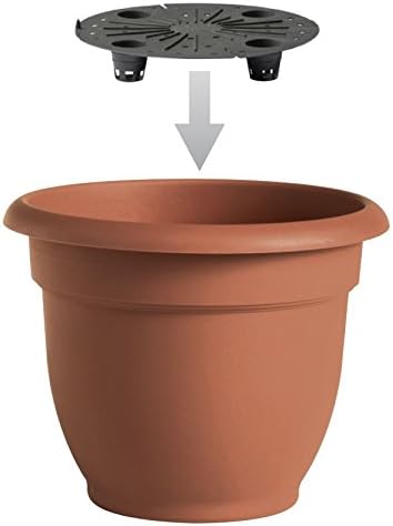 Bloem Ariana 20" Peppercorn Round Self-Watering Resin Planter Pot - Rolled Rim Indoor and Outdoor Gardening Planter