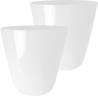 The HC Companies Aria Round Self-Watering Pot - Lightweight Plastic Planter for Herbs & More - Durable Plant Pots for Indoor Plants & Outdoor Plants (6" Glossy White, Pack of 2)