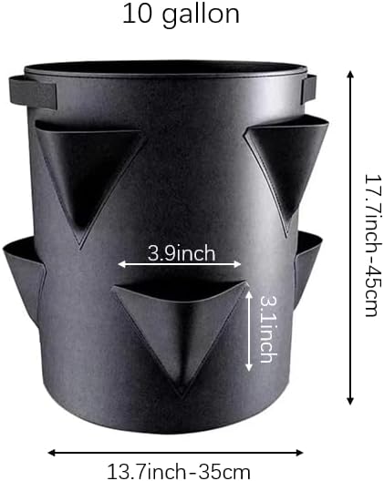 6 Pack 10 Gallon Strawberry Grow Bags Strawberry Planter with 8 Side Grow Pockets Re-usable Vertical Strawberry Grow Bag with Handle for Vertical Gardening