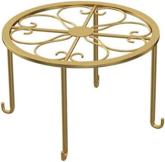 Hewnda 1Pack Metal potted plant stand, rust-proof iron flower pot stand, heavy duty pot stand for indoor patio (Gold)