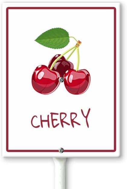Cherry Marker Yard Sign with Stakes 4.6in×6in, Aluminum Garden Signs, Garden Plant Markers Garden Potted Plants Labels for Vegetable Flowers Funny Garden Stakes Decorations