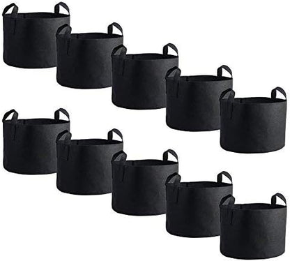 Aeration Planting Pot, 7Gallon/10Gallon Round Planting Grow Bags Aeration Fabric Pots with Handles Garden Potato Vegetable Flower Root Container Bonsai Pot (5Pack-10GAL)