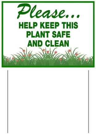 Please help keep this plant safe and clean Yard Sign With Stake Stand Plastic Signage Double Sided Sign Funny Garden Decor 9 x 12 Inches Sturdy Rust Free Weatherproof Outdoor Use