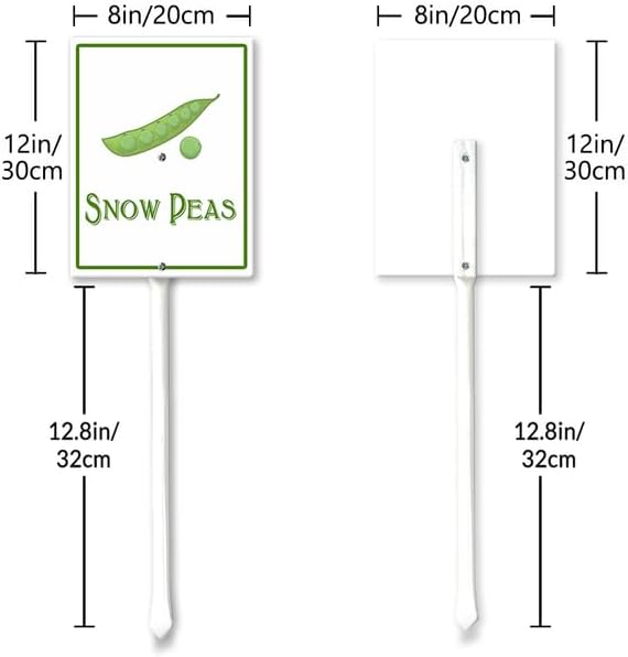 Snow Peas Marker Yard Sign with Stakes 8in×12in, Aluminum Yard Signs, Waterproof Plant Marker Reusable Garden Stake Tags with Vegetable Names for Nursery Outdoor Garden