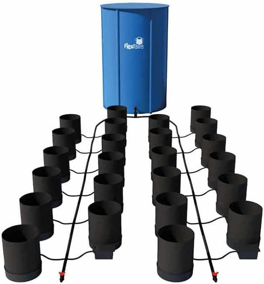 AutoPot 24 Pot GeoPot System with 3 Gallon Fabric Pots - Self-Watering, Gravity-Fed System (24Pot with 105 gal Flexi Tank) Indoor, Black