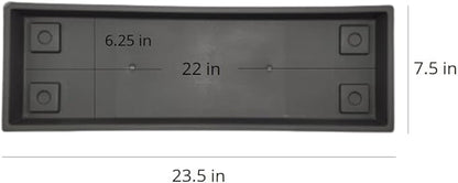 The HC Companies 23.5 Inch Venetian Rectangular Plant Saucer - Indoor Outdoor Plastic Plant Trays for Pots - 23.5"x7.5"x1.3" Warm Gray (Pack of 4)