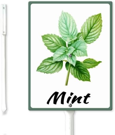FemiaD Plant Label Signs Planted Herb Garden Markers Waterproof Aluminum Plant Stake Tags Mint Sign for Nursery Indoor Outdoor Garden Decoration 7x8.8inch
