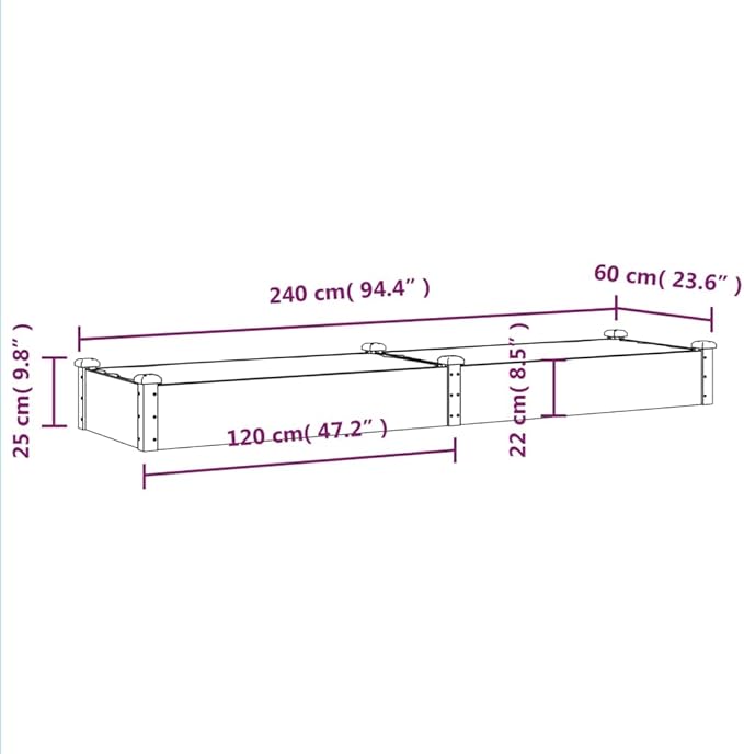 vidaXL Solid Fir Wood Garden Raised Bed with Liner - Large Size for Planting Herbs, Vegetables, Flowers - Ideal for Outdoor Garden Decor