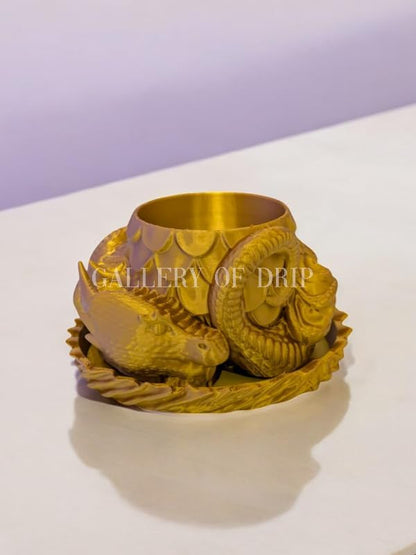 Sleeping Dragon Planter Vase - Gardening and Plant Lover Gifts | Witchy and Cottagecore Home Decor Piece for Succulents or Zen Garden | Medieval Boho Flower Pot with Drainage Holes (Gold)