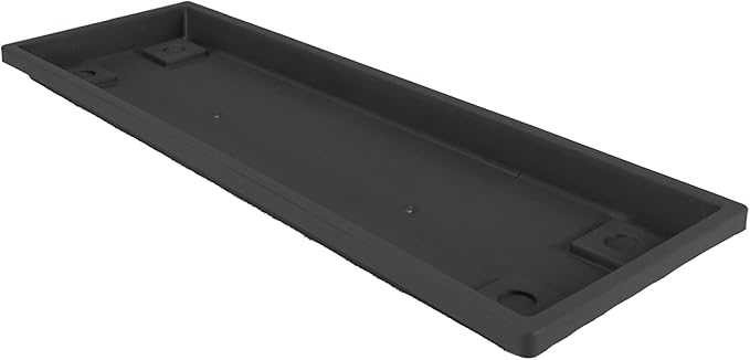 The HC Companies 29.5 Inch Venetian Rectangular Plant Saucer - Indoor Outdoor Plastic Plant Trays for Pots - 29.5"x7.5"x1.3" Warm Gray (Pack of 2)