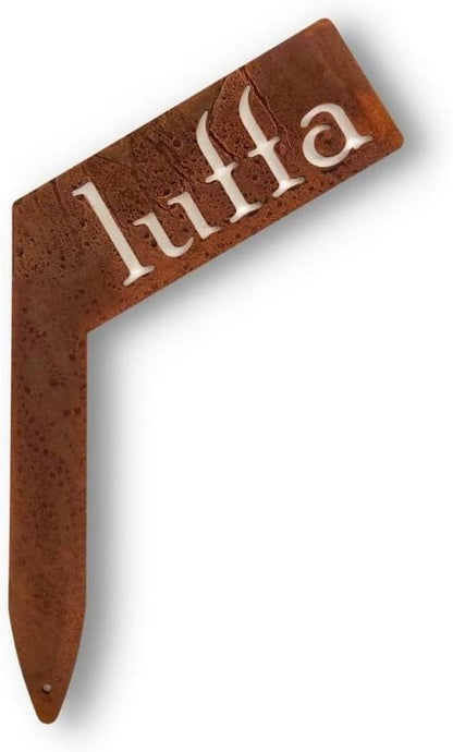 Planter Size Small Metal Garden Plant Vegetable Flower or Herb Markers 13.5 Inches Tall (luffa, Naturally Rusted)