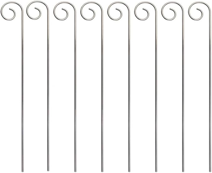 20 Pcs Silver 20cm Plant Label Hooks Garden Markers Stake Holder Plant Label Hanger Plant Sign Stake Rustproof Deformed Garden Plant Sign Hooks Hanging Rods for Flower Planter