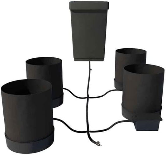 AutoPot 4 Pot GeoPot System with 3 Gallon Fabric Pots - Self-Watering, Gravity-Fed Hydroponic Systems (4Pot with 12.4 gal Tank) Indoor, Black