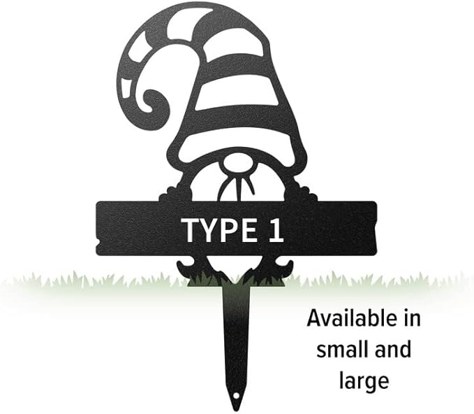 RealSteel Custom Gnome Plant Markers – Large Metal Garden Stakes for Herbs, Fruits & Vegetables | Weatherproof Seed & Plant Labels for Outdoor Gardens, Greenhouse & Farmhouse Décor | Type 1