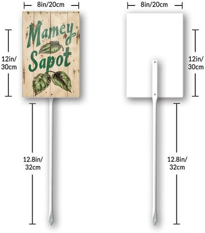 Uptell Vintage Aluminum Mamey Sapot Fruit Signs Yard Sign with Stake for Garden Fruit Garden Label Stakes Plant Markers for Outdoor Plants Waterproof 8x12 inch
