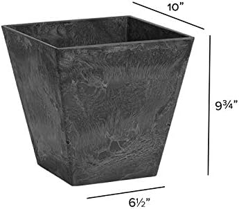 Novelty 35108 Artstone Ella Square Planter, 10-Inch, Black