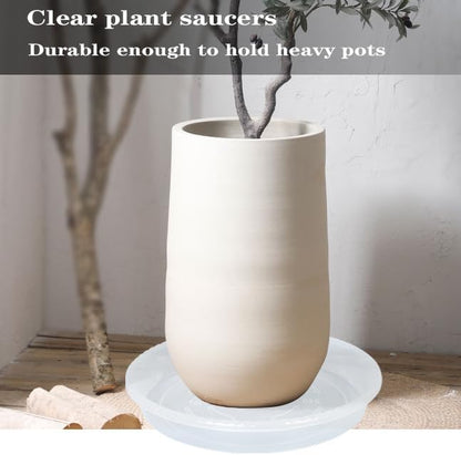 Plant Saucer 2 Pack of 16 inch, Clear Plastic Flower Plant Pot Saucer, Heavy Duty Plant Drip Trays Saucers for Indoor, Plant Water Tray for Planters