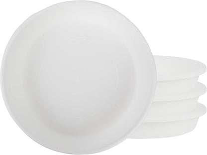 The HC Companies 8 Inch Classic Round Plant Saucer, Lightweight UV-Resistant Plastic Outdoor & Indoor Flower Pot Tray, 4-Pack Plant Pot Trays for Garden & Home Decor, White
