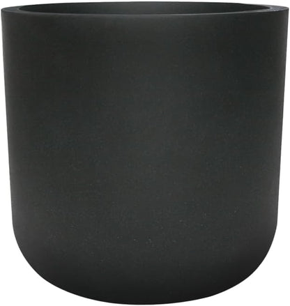11 Inch Modern Cylinder Planter, Lightweight Weather & UV Resistant Plastic Plant Pot with Drainage Hole & Rubber Plug, Indoor Outdoor Flower Pot for Home, Garden & Office, Fits Monstera, Coal Black