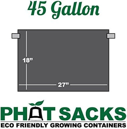 HTG Supply Phat Sacks - 45-Gallon Fabric Grow Pot - 10-Pack - Black - Indoor/Outdoor Use